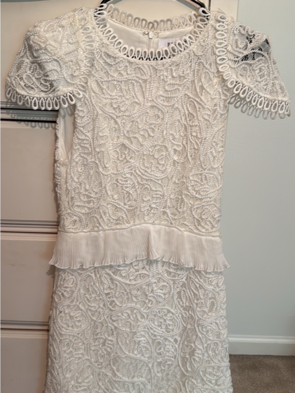 Elliatt White Lace Mini Dress with Scallop Trim